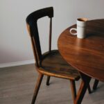 Oak dining chair with woven cane back